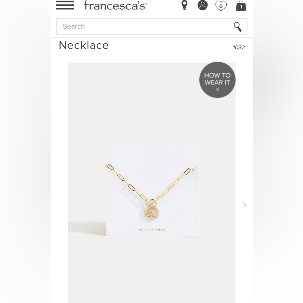 Gold francescas never worn necklace! Letter A